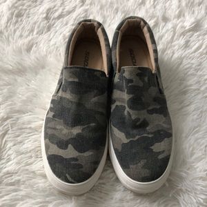 Soda camo slip on sneakers